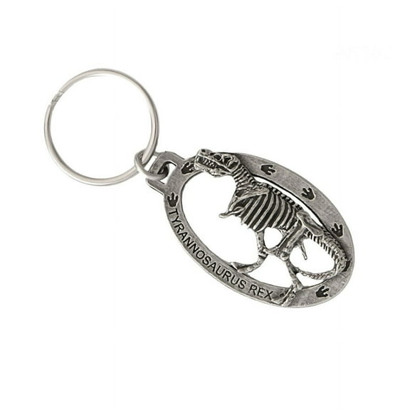 T-Rex Skeleton Keychain, A182KC, 2 Inches, Dinosaur, Prehistoric, Fossil, Jurassic, Paleontology, Nature, Gift, Metal, Engraved, Key Fob, Key Ring, Keys, Zipper Pull, Luggage Tag, Pewter