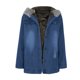 thumbnail image 5 of Chaqueta vaquera de manga larga con capucha y cuello alto para mujer, informal, de color liso, 5 of 9