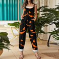 thumbnail image 5 of Halloween Pumpkin Print Jumpsuit for Women, Cute Fall Wide Leg Sleeveless Romper, Fashion Halloween Costumes Black XL, 5 of 7