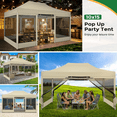 thumbnail image 2 of HOTEEL 10x15 Heavy Duty Canopy Tent, Pop up Gazebo with Netting Screened ,Waterproof Ez up Canopy with Sidewalls, Outdoor Instant Party Tent for Backyard, Khaki, 2 of 9