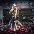thumbnail image 1 of WHEANG Sorcière Debout Animée d'Halloween Format Grand Sorcière Animatronique avec Phrases Préenregistrées Bras Articulés Rouges Lumineux Idéale pour la Déco Effrayante des Fêtes d'Halloween Accessoire Intérieur/extérieur, 1 of 5