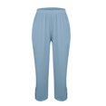 thumbnail image 4 of Delayuji Wide Leg Sweatpants Women S Blue Women's Cotton and Linen Loose Simple Fashionable Casual Pants Straight Leg Pants with Elastic Waistband (Buckle At The ), 4 of 9