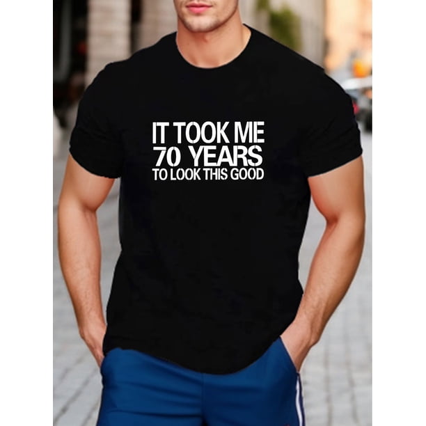 Young Funny Letter Print Crew Neck Short Sleeve T-Shirts - Comfy, Breathable, Slightly Stretchy Tops for Men - Hand Wash or Clean, All-Season, Regular Fit