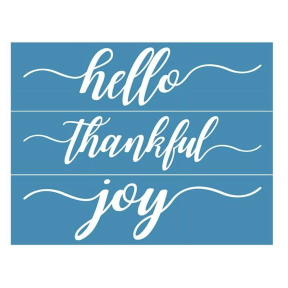 Hello Thankful Joy Self-Adhesive Silk Screen Printing Stencil Reusable Sign Stencils for Painting on Wood DIY Decoration
