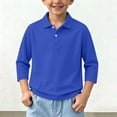 thumbnail image 3 of Sentuca Boys Polo Shirts 3/4 Sleeve Solid Color School Uniform Shirts Turn Down Collar Back to School Teen Top Size 14-15Y Blue, 3 of 8