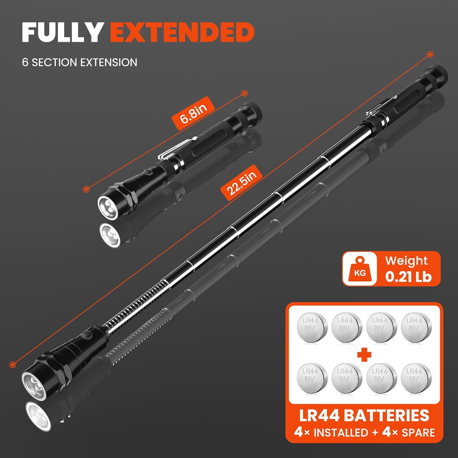 LED Magnetic Pickup Tool, Extendable and Flexible Magnetic Flashlight with Telescoping Magnet Pickup Tool, Magnet Flashlight for Precision Work, Cool Gadgets idea for Men, Husband, Father