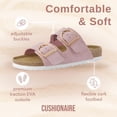 thumbnail image 2 of Cushionaire Legacy Cork Footbed Leather Sandals for Women – Genuine Leather Double Strap Slides with Adjustable Buckles + Memory Foam, 2 of 11