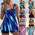 thumbnail image 3 of Women's Sexy Double Straps Tankini Suit Gradient Slip Back Swimsuit, 3 of 3