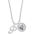thumbnail image 1 of Delight Jewelry Silvertone Small Gelato Script Initial - P - Silvertone Script Initial Disc - V - Charm Necklace, 20"+3", 1 of 4
