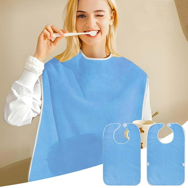 Xihbxyly Babero de Alimentación para Adultos, Diseño Impermeable y Antimanchas, Correas Ajustables con Bolsillos, Cómodo y Elegante, Fácil de Limpiar, para El Cuidado de Personas Mayores, Uso Domésti