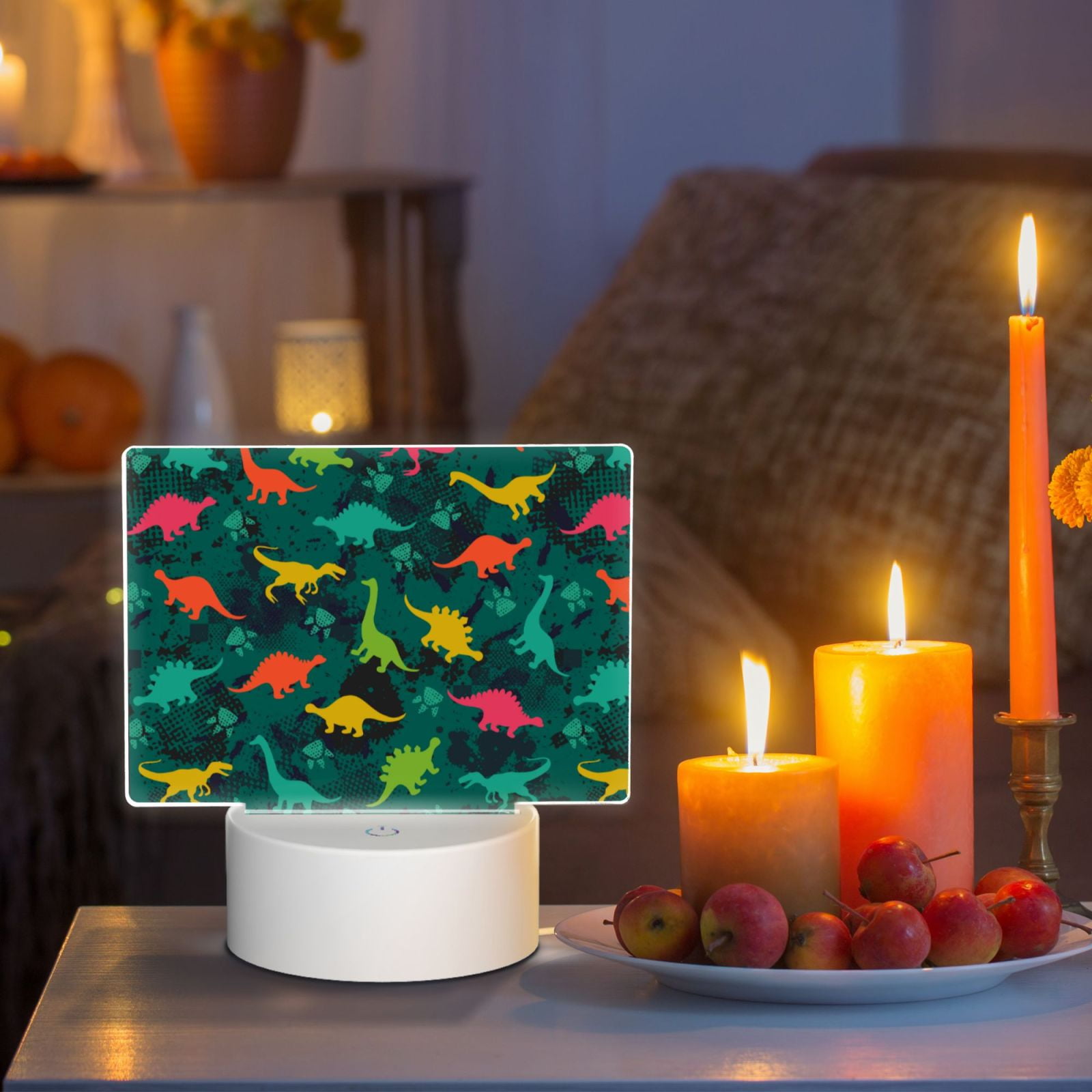 Kdxio Colorful Dinosaurs Rectangular Acrylic Night Light Acrylic Sleep Night Light Friend Gifts for Birthday Gifts for Women Teens Boys Girls