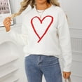 thumbnail image 7 of Women Valentines Day Sweater Crew Neck Cute Heart Sweaters Long Sleeve Casual Ribbed Knit Pullover Top White, M, 7 of 7