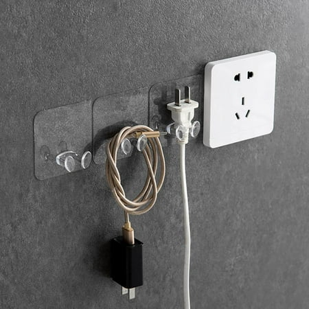

4 PCS For Kitchen Wall Transparent Plug Wall Mount Bracket Strong Paste Adhesive Hooks Socket Hooks SLPUSH
