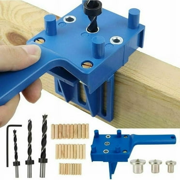 41 PCS Dowel Drilling Jigs Dowel Drilling Jig Kit Straight Hole Carpentry Dowel Jig with 6/8/10mm Dowel Centerer for Hand Wood Dowel (Blue)