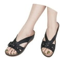 thumbnail image 3 of Entyinea Womens Sandals with Arch Support Cushion Summer Casual Rhinestone Wedge sandal Shoes (Black,6.5), 3 of 5