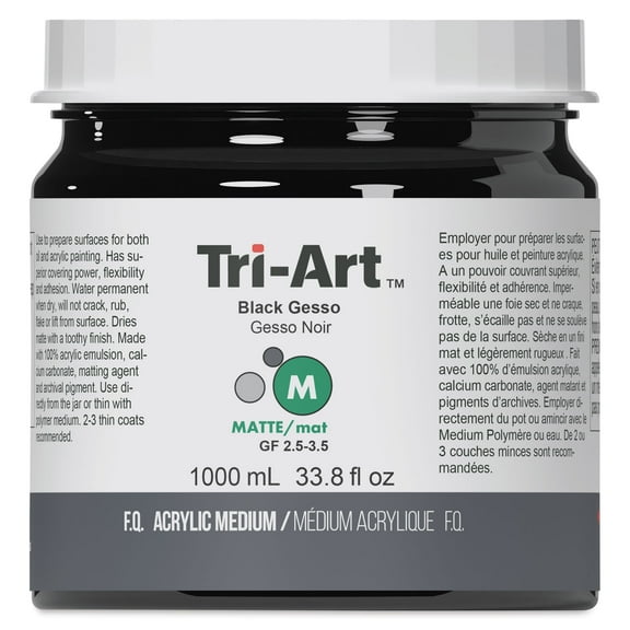 Tri-Art Acrylic Gesso - Black, 1 L