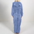 thumbnail image 4 of JIANLAI Women Fleece Hooded Jumpsuit Pajamas Full‑Zip Long Sleeve One Piece Loungewear, Plush Warm Cozy Hooded Sleep Suit With Cuffed Ankles, Solid Color Winter Home Sleepwear, 4 of 6