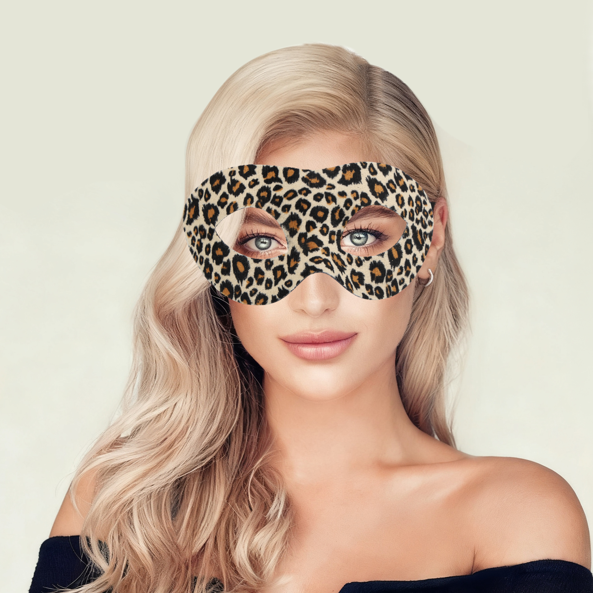 Unique Bargains 1 Pack Leopard Print Party Mask Brown, Black, Beige