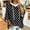 Black, variant on IUYRTFE Women Polka Dot 3/4 Sleeve Drawstring Hooded Top Casual Loose Fit Summer Blouse