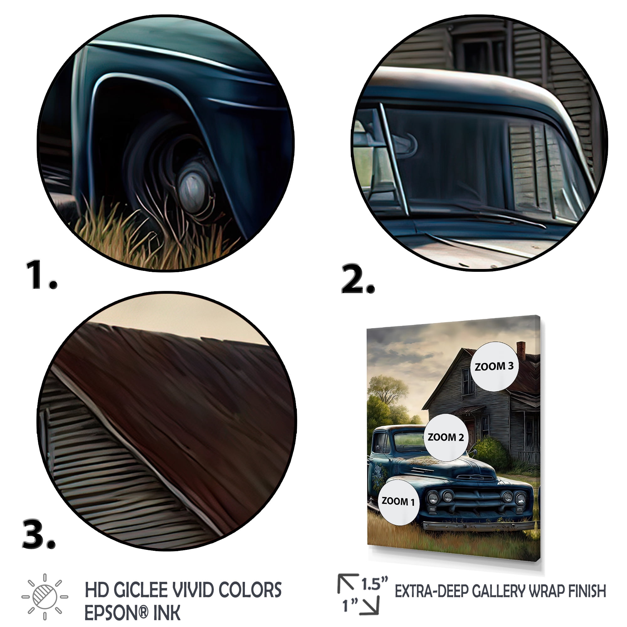 Designart Old American Truck In Barn I Canvas Wall Art