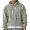 thumbnail image 3 of Chiccall Hoodie for Men Drawstring Long Sleeve Pullover Sweatshirts Fashion Casual Athletic Solid Textured Tops with Pocket, 3 of 5