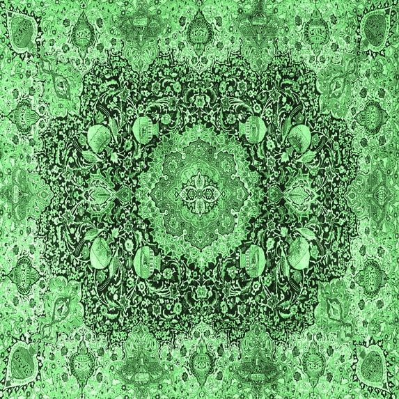 Ahgly Company Indoor Square Persian Emerald Green Traditional Area Rugs, 3' Square