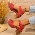 thumbnail image 5 of LOVZFMLL Women's Chunky Block Heel Sandals Hollow Open Toe Ankle Strap for Summer Casual Outdoor Walking Beach Vacation Red 6, 5 of 9