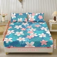 thumbnail image 2 of Xoenoiee Tropical Plumeria Flower Palm Leaves Pattern Bed Sheet Set 3 Pieces Soft Microfiber Bedding Sheet Set, Deep Pocket, Stain, Fade & Wrinkle Resistant for Bedroom Decor, Queen Size, 2 of 7