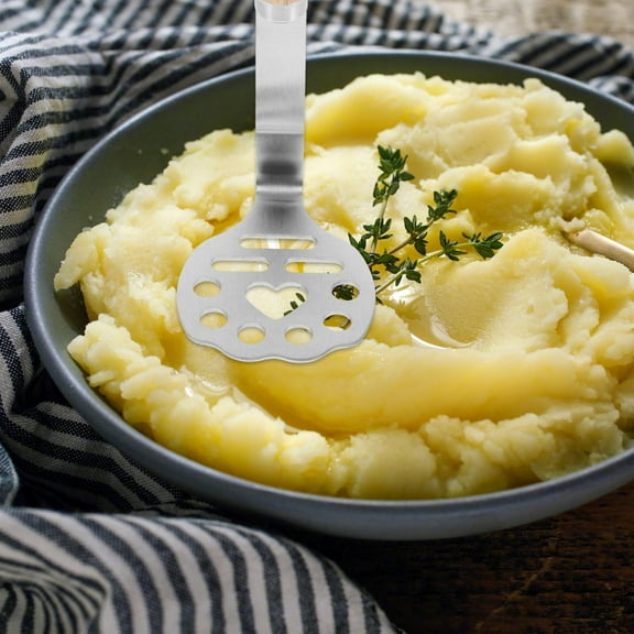 WHAMVOX Stainless Steel and Wood Potato Masher for Mashing Potatoes and Fruits with Versatile Use in Kitchen 9.5 inches