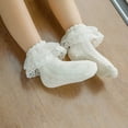 thumbnail image 1 of Qarigey Calcetines de encaje para niña, 2 capas, calcetín tobillero con volantes, calentador de pies de algodón para regalo de baile para niños, Medias Beige 6-8 años, 1 of 6