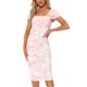 thumbnail image 1 of Vestido midi ajustado de cuello cuadrado y manga corta impresa para mujer INSPIRE CHIC XS Rosa claro, 1 of 6