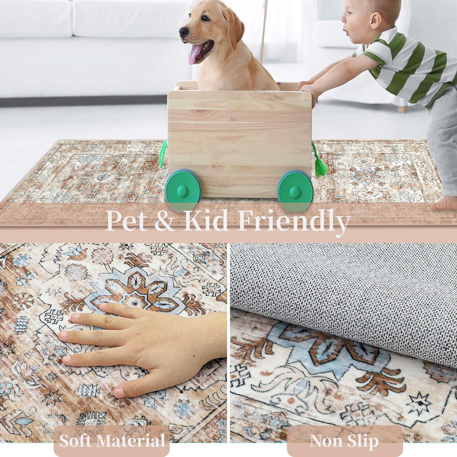 Yamaziot 2'x10' Boho Runner Rug for Hallway, Extre Long Laundry Runner Rug, Farmhouse Kitchen Rug, Non-Shedding Mat for Bedroom, Living Room, Dining Room