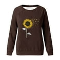 thumbnail image 4 of HKEJIAOI Chandail Graphique Tournesol Femme Manches Longues T-Shirt Décontracté Col Rond chandail Ample, c-Brun G, 4 of 4