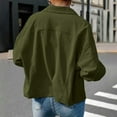 thumbnail image 4 of Hinvhai Women's Corduroy Jacket Fashion Cropped Jackets Button Down Shacket Long Sleeve Outerwear with Flap Pockets Army Green XL(XL), 4 of 7