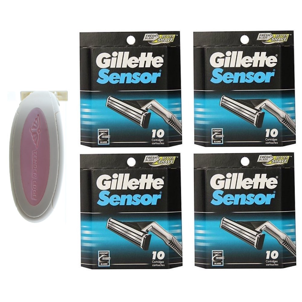 Sensor Excel Women's Compatible Razor (Pink) + Gillette Sensor Razor Refill Cartridges 10 ct