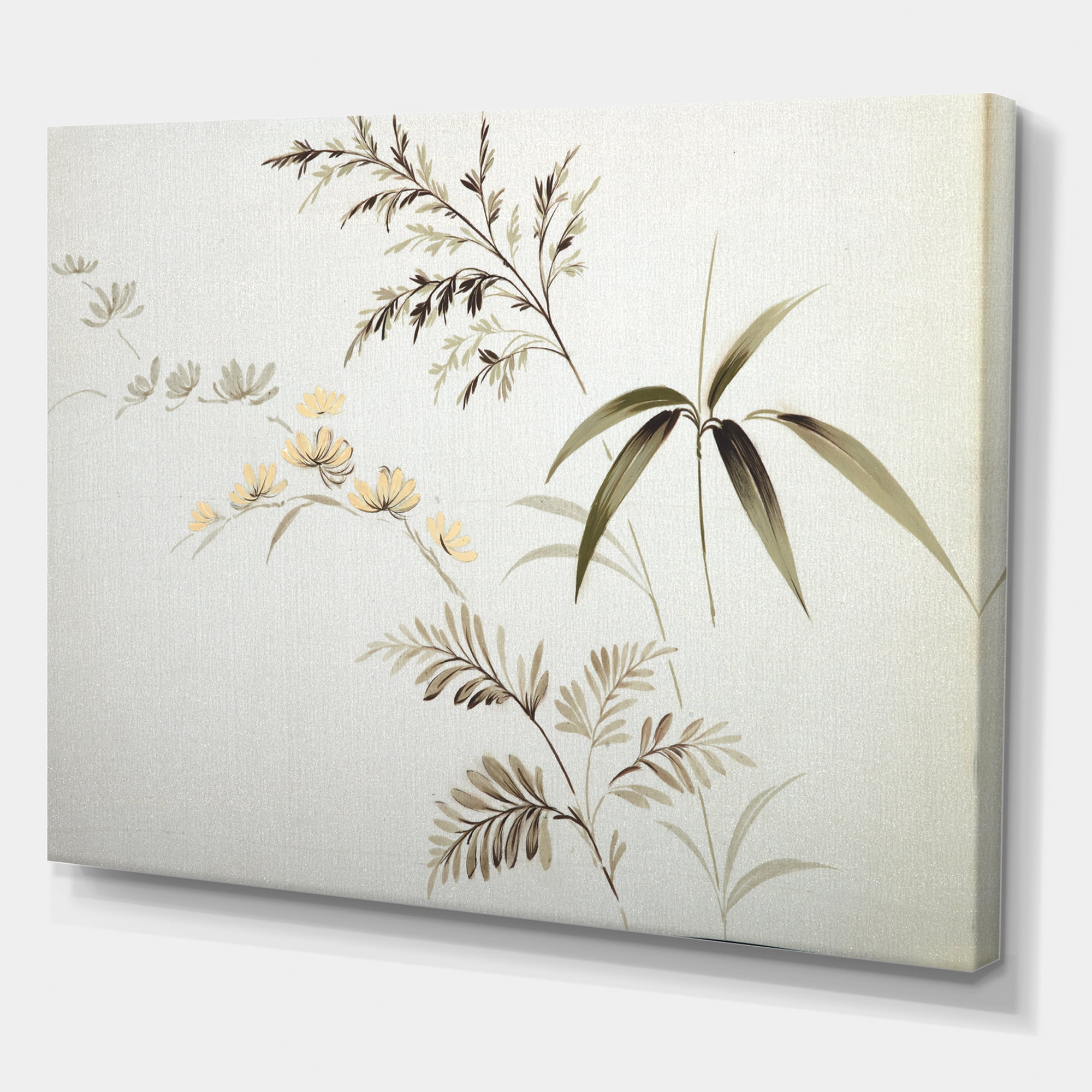 Designart ' Abstract Retro Drawing of Flowers III ' Vintage Canvas Wall Art Print
