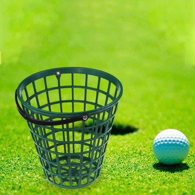 Cesta para pelotas de golf de interior con asa, contenedor para pelotas de golf, ayudas para cubos Sostiene hasta 75 bolas Cola Canasta de pelota de golf