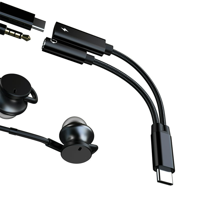USB C To Headphone and Charger Adapter,2-in-1 USB C PD