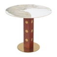 thumbnail image 5 of 33.5" Round Sintered Stone Dining Table with Wooden Leg and Gold Base | Durable, space-saving table for kitchens or dining nooks, seats 2, stain and scratch resistant, modern design, 5 of 14