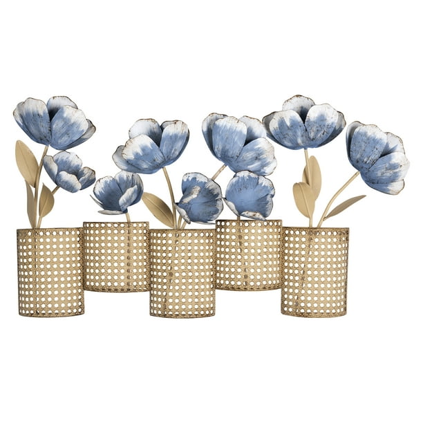 Stratton Home Decor Farmhouse Blooming Metal Flowers In Vases Centerpiece Wall Com - Stratton Home Decor Rustic Flower Pots