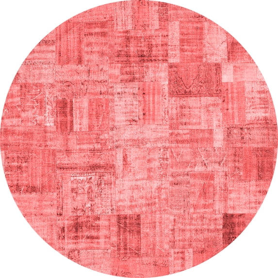 Ahgly Company Indoor Round Patchwork Red Transitional Area Rugs, 5' Round
