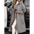 thumbnail image 4 of Women'S Hooded Windbreaker Knitted Long Sleeve Oversized Jacket Casual Drawstring Waist Coat with Zipper Grey XL, 4 of 7