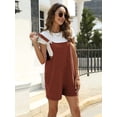 thumbnail image 5 of Czanzd Women's Cotton Linen Short Overalls Adjustable Straps Loose Fit Summer Romper with Pockets(Red,XL), 5 of 8
