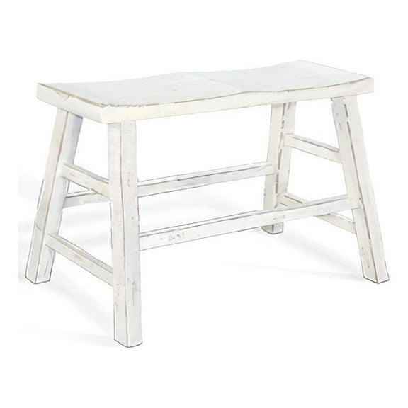 Rena Counter Height Bench- Trestle Legs with Footrests- Mahogany Wood
