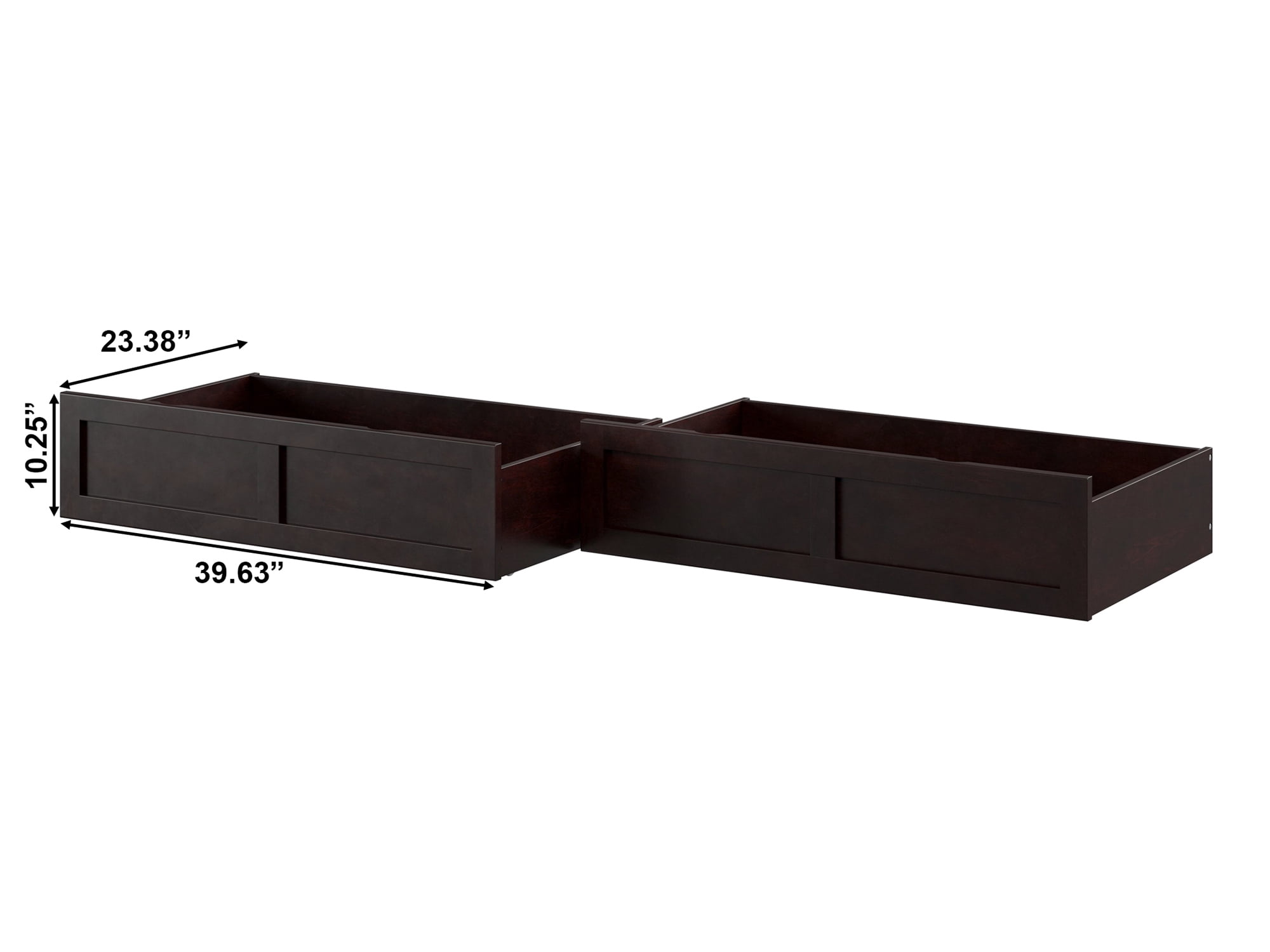 AFI Set of 2 Solid Wood Under Bed Storage Drawers, Twin-XL/Queen, Espresso