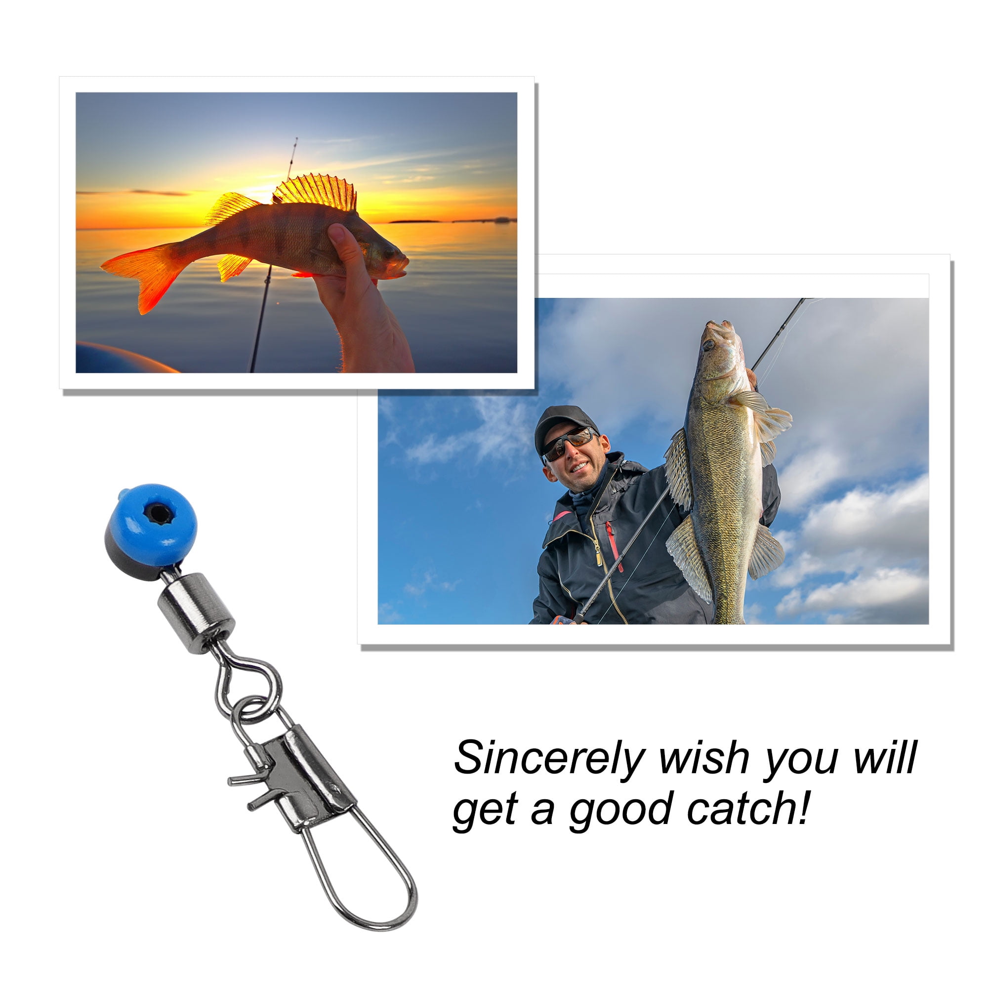 JSM 50pcs Fishing Sinker Slip Clips Blue Plastic Head Swivel With Hooked  Snap Fishing Weight Slides For Braid Fishing Line