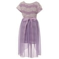 thumbnail image 2 of Big Girls' Floral Lace Chiffon Pearl Birthday Holiday Party Flower Girl Dress Lavender 12 (J21KS43), 2 of 4