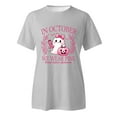 thumbnail image 3 of Womens Pink Ribbon T-Shirts Cancer Awareness Ghost Witch Halloween Tees Short Sleeve Crewneck Inspirational Gift Tops, 3 of 4