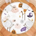 thumbnail image 2 of Halloween Party Time Pumpkin Print Round Table Cover with Elastic Hem - Designed for 44 Inch Dining Kitchen Table, 2 of 6