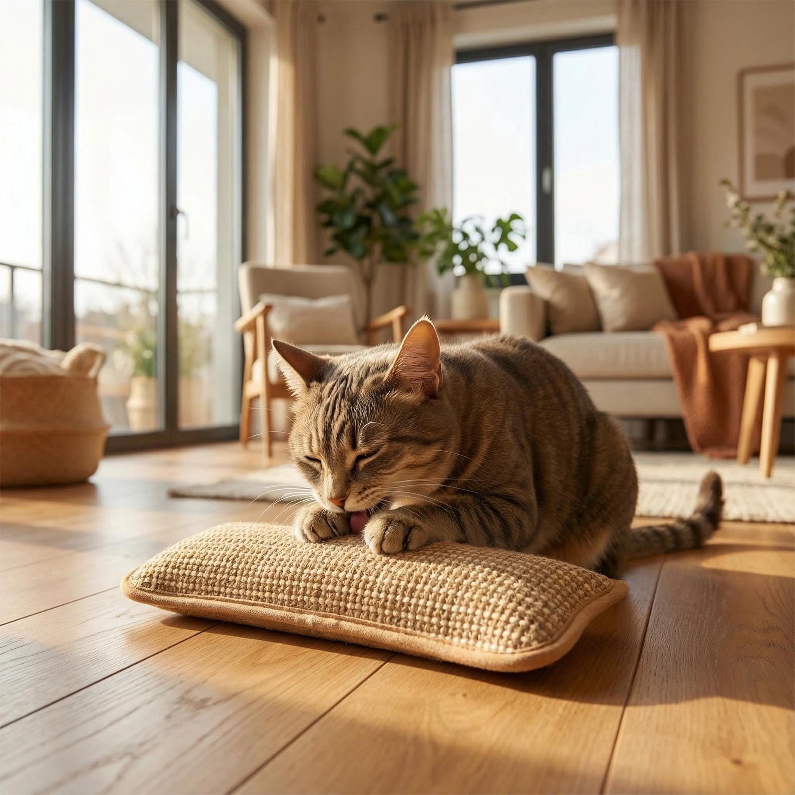 Cystone Cat Toy, Interactive Catnip Chew Toy, Durable 12 Inches Catnip Kicker Soft Sisal Pillow with Organic Catnip for Kittens and Adult Cats for Indoor Scratching, Chewing & Teething
